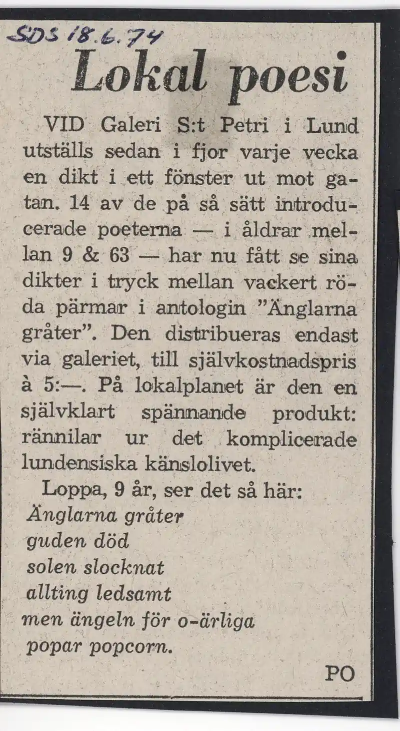FALL 73 TO SPRING 74 DIKT FÖR DIG — Sheet 1